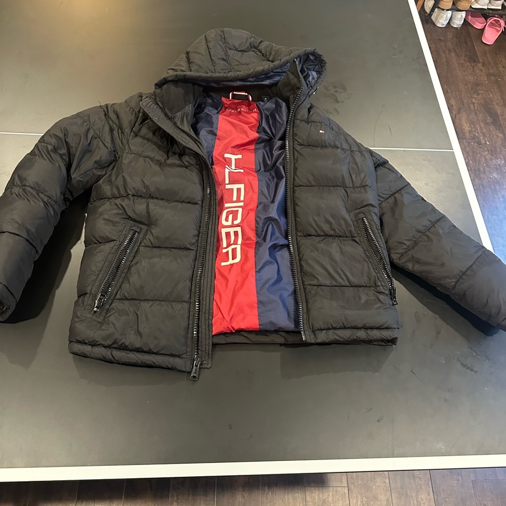 Tommy Hilfiger Black and Red Puffer Jacket